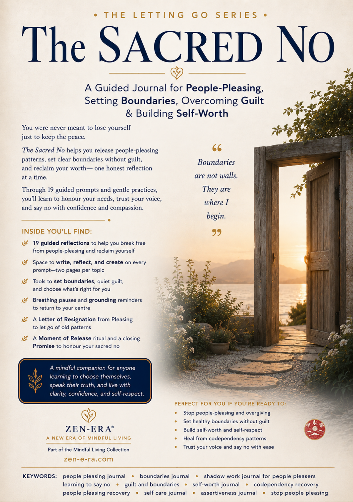 The Sacred No — People-Pleasing & Boundaries Guided Journal | Digital Download