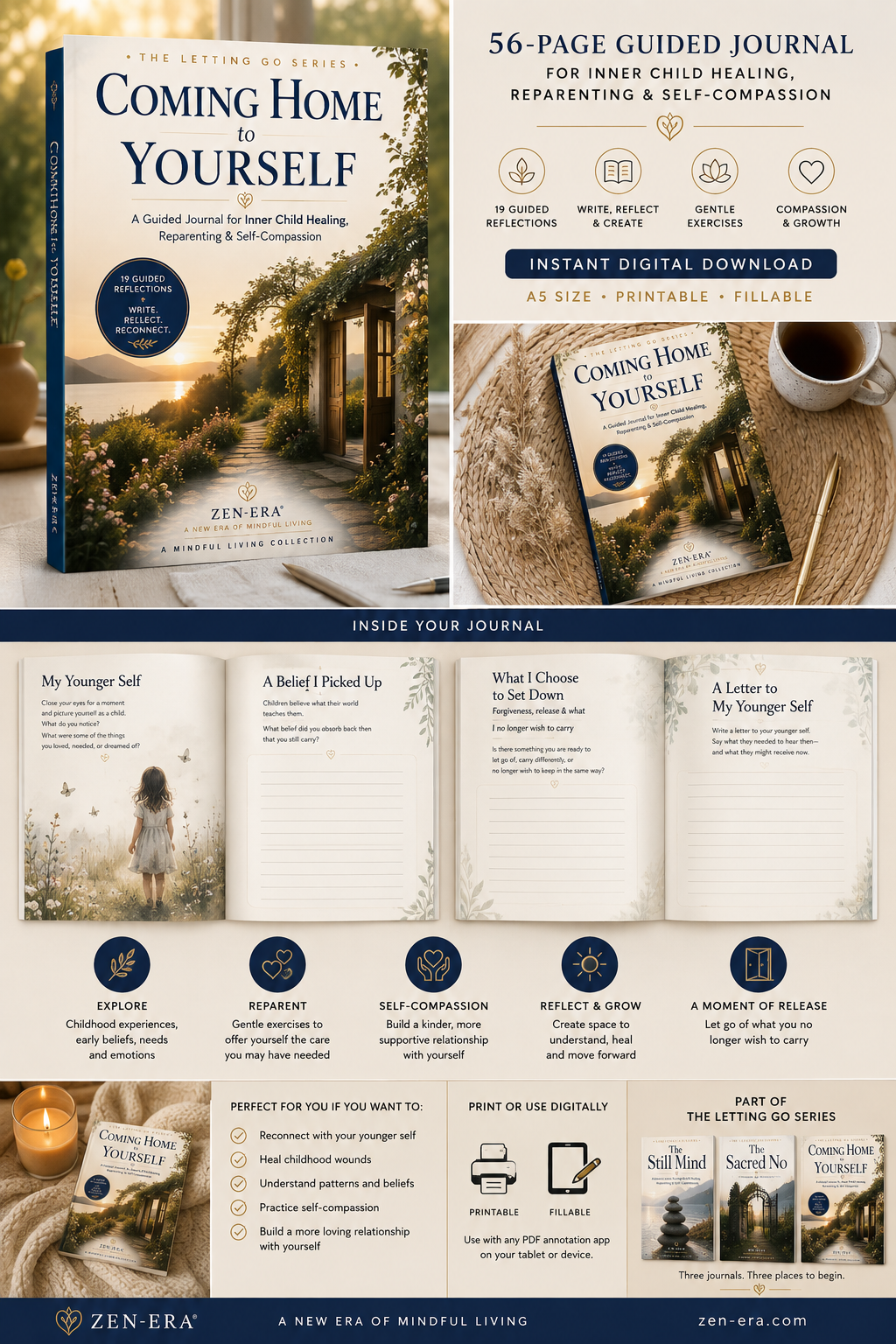 Coming Home to Yourself — Inner Child Healing & Reparenting Guided Fillable Journal