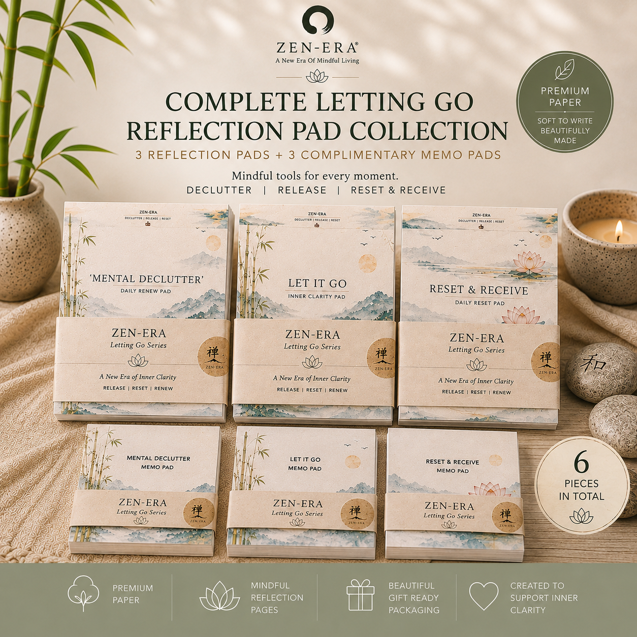 Complete Letting Go Reflection Pad Collection | 3 Handmade Pads + 3 Complimentary Memo Pads