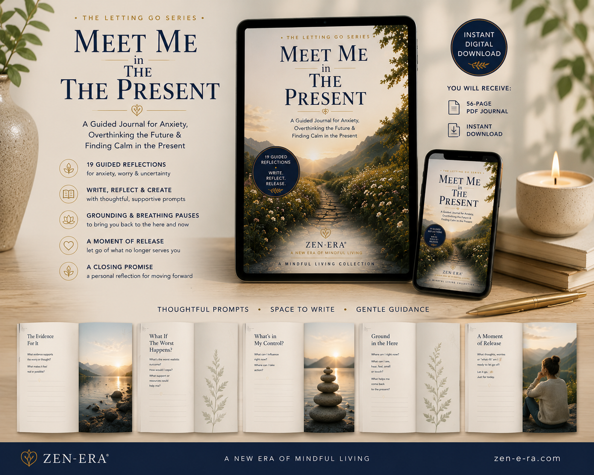 Meet Me in the Present — Anxiety & Overthinking Guided Journal | Digital Fillable Download
