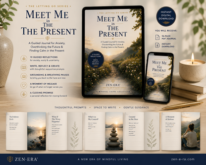 Meet Me in the Present — Anxiety & Overthinking Guided Journal | Digital Fillable Download