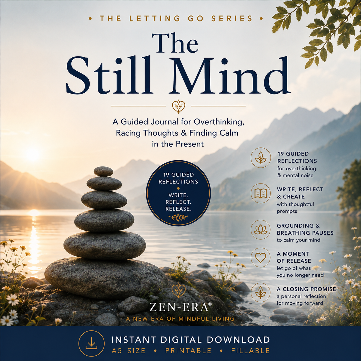 The Still Mind — Guided Journal for Overthinking & Racing Thoughts | Digital Refillable Download