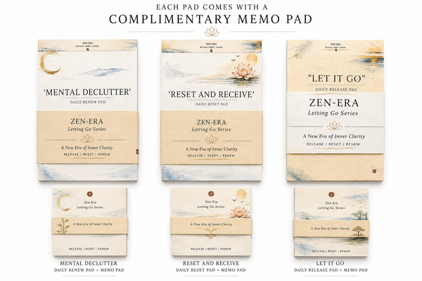 Mental Declutter™ Daily Renew Pad | Handmade Therapist-Guided Reflection Notepad with Complimentary Memo Pad |